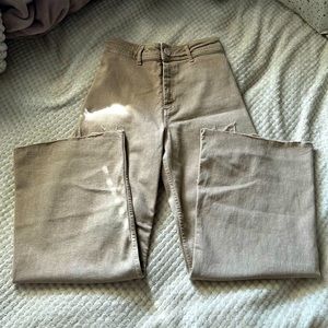 zara high-waisted zw sailor straight jeans in beige